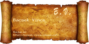 Bacsek Vince névjegykártya